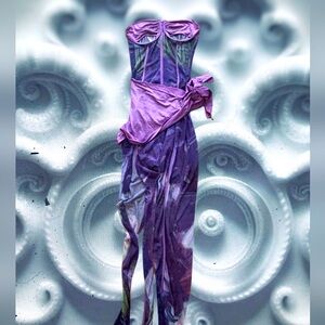 Fashion Nova Purple Strapless Maxi with Tie Sash